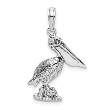 14K Weißgold Standing Pelican Charm