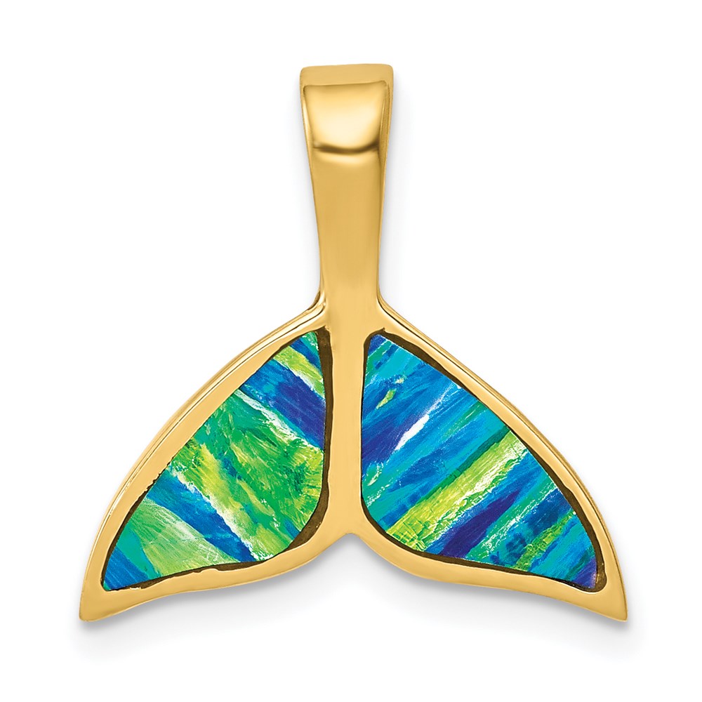 14K Gelbgold Imitat Opal Wal Schwanz Anhänger
