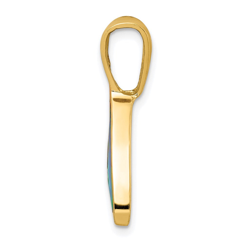 14K Gelbgold Imitat Opal Wal Schwanz Anhänger