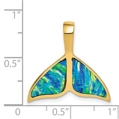 14K Gelbgold Imitat Opal Wal Schwanz Anhänger