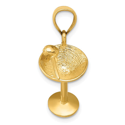 14K Gelbgold 3D-Martiniglas-Anhänger