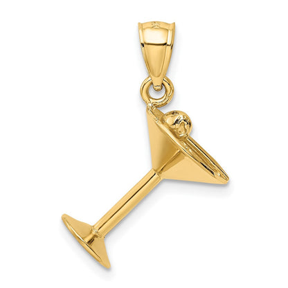 14K Gelbgold 3D-Martiniglas-Anhänger