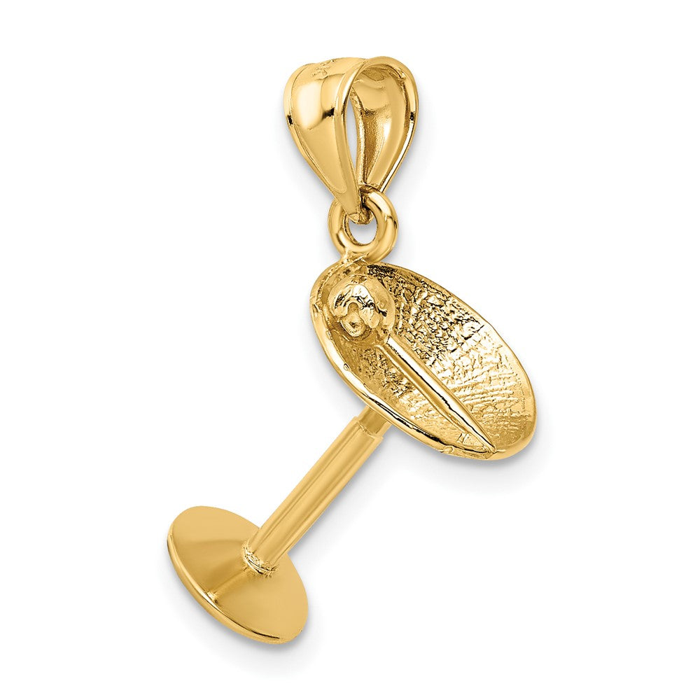 14K Gelbgold 3D-Martiniglas-Anhänger
