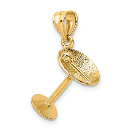 14K Gelbgold 3D-Martiniglas-Anhänger