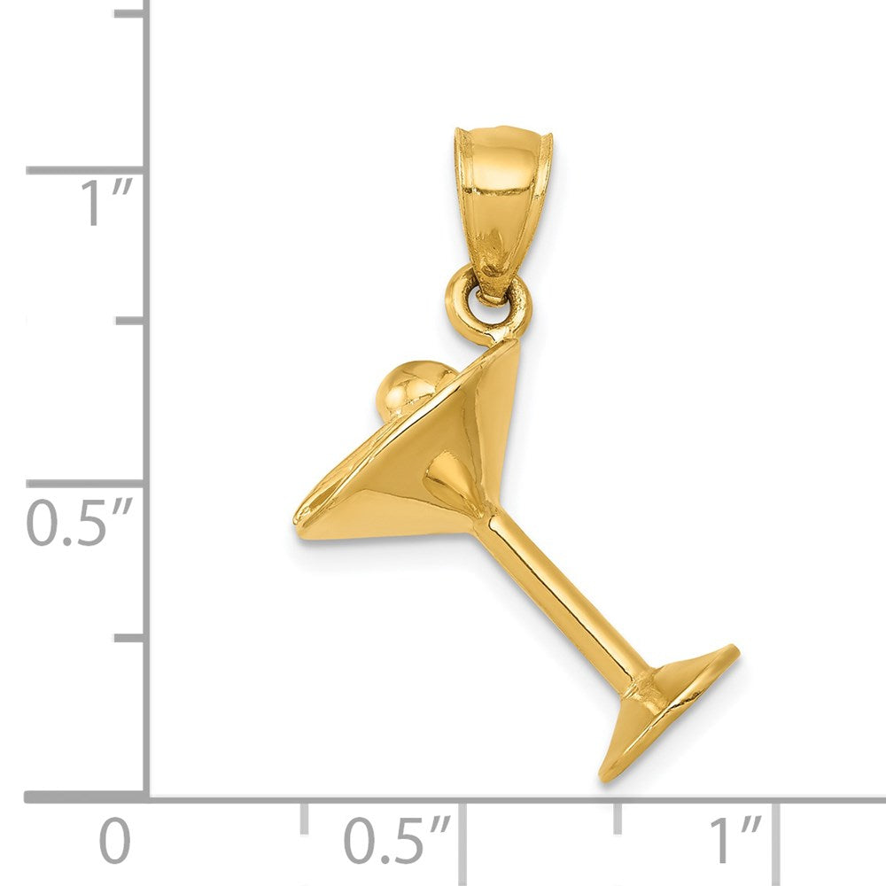 14K Gelbgold 3D-Martiniglas-Anhänger