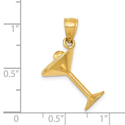 14K Gelbgold 3D-Martiniglas-Anhänger