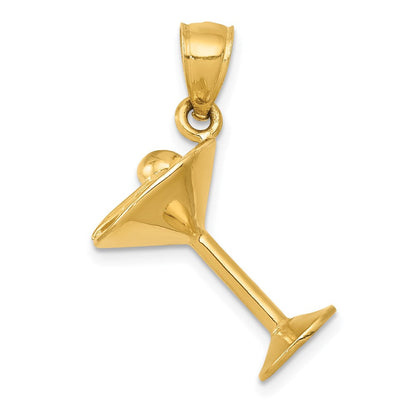 14K Gelbgold 3D-Martiniglas-Anhänger