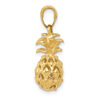 14K Gelbgold 3D-Ananas-Anhänger mit Durchbrucharbeit