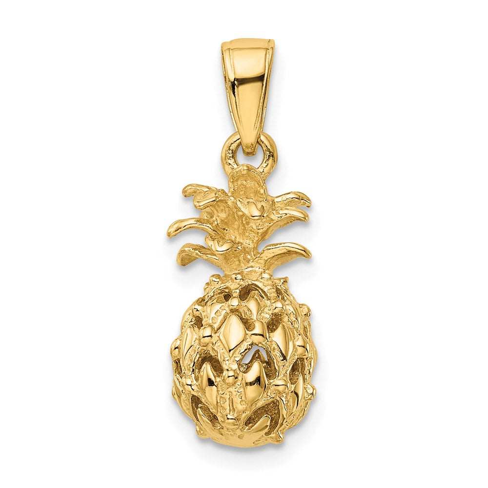 14K Gelbgold 3D-Ananas-Anhänger mit Durchbrucharbeit