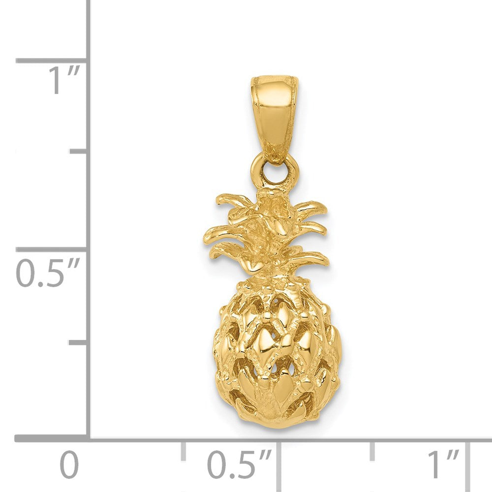 14K Gelbgold 3D-Ananas-Anhänger mit Durchbrucharbeit