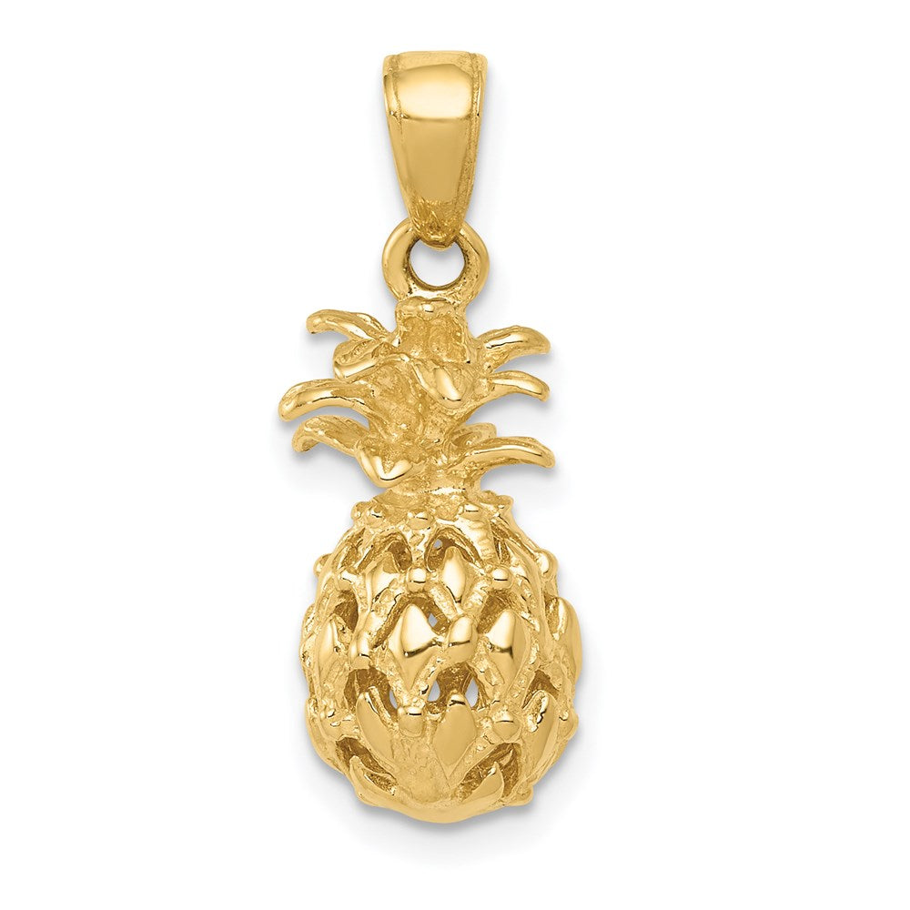 14K Gelbgold 3D-Ananas-Anhänger mit Durchbrucharbeit