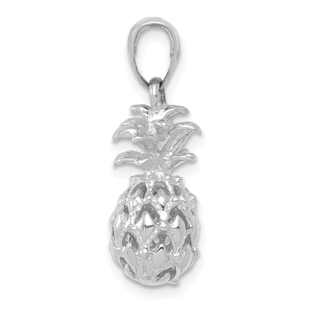 14K Weißgold 3D-Ausschnitt-Ananas-Anhänger