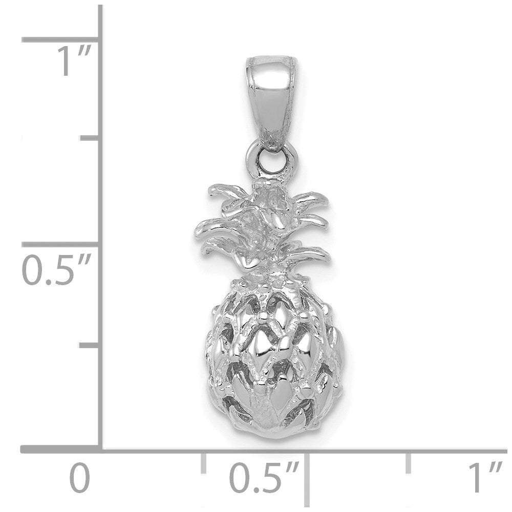 14K Weißgold 3D-Ausschnitt-Ananas-Anhänger
