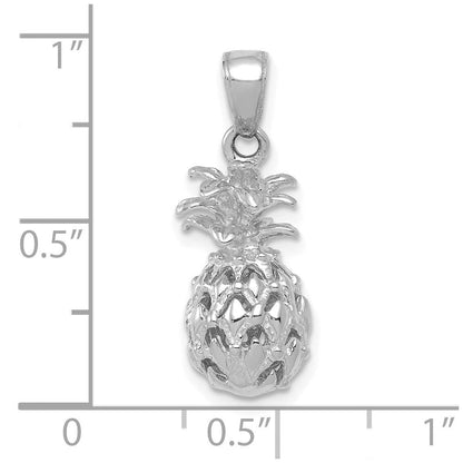 14K Weißgold 3D-Ausschnitt-Ananas-Anhänger