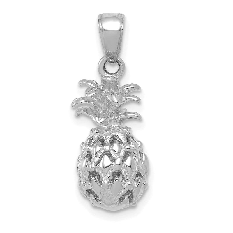 14K Weißgold 3D-Ausschnitt-Ananas-Anhänger