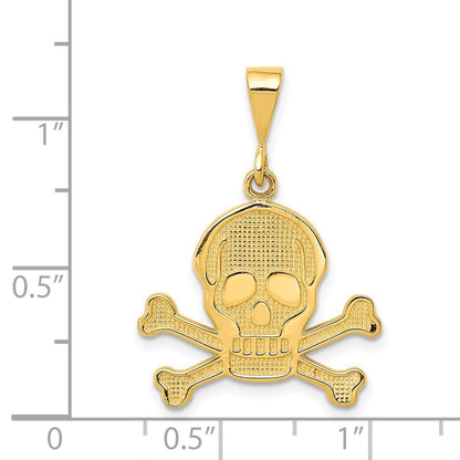 14K Gelbgold Totenkopf-und-Knochen-Anhänger