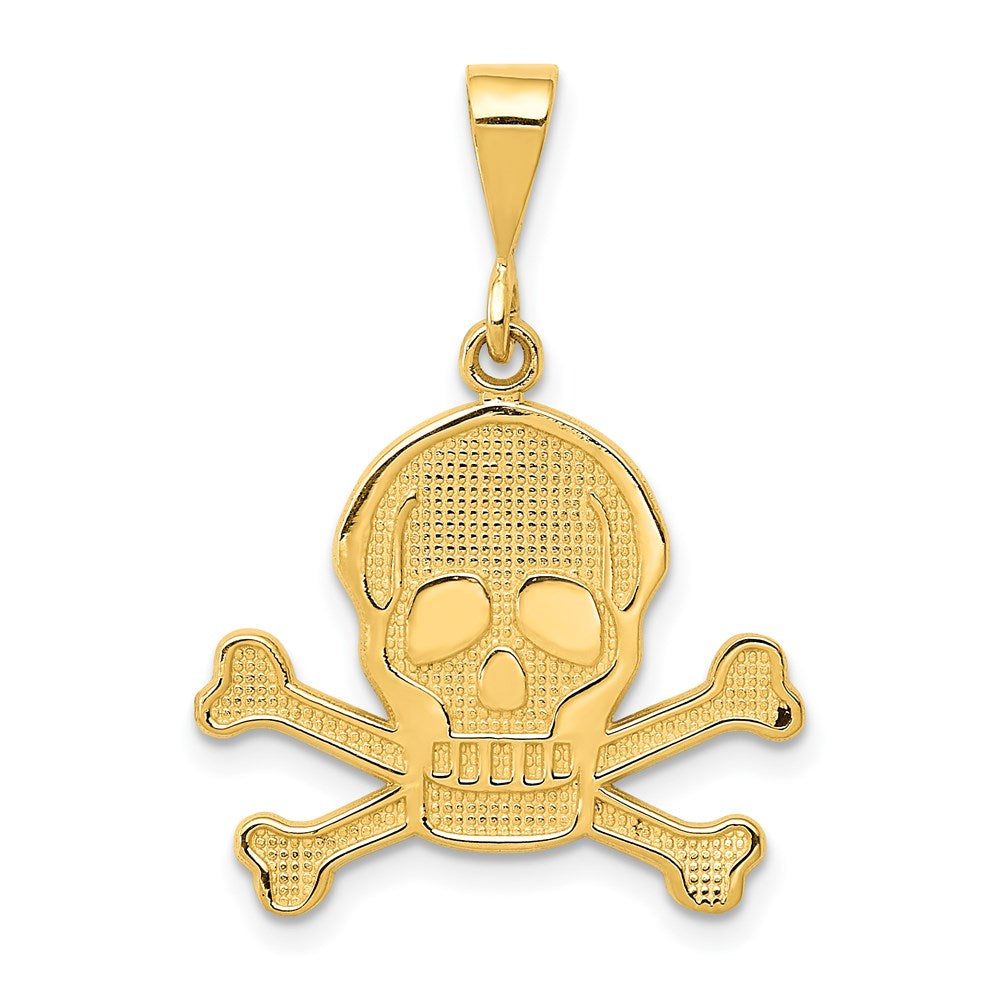 14K Gelbgold Totenkopf-und-Knochen-Anhänger