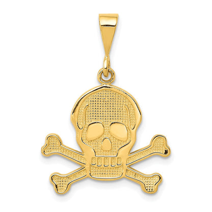 14K Gelbgold Totenkopf-und-Knochen-Anhänger