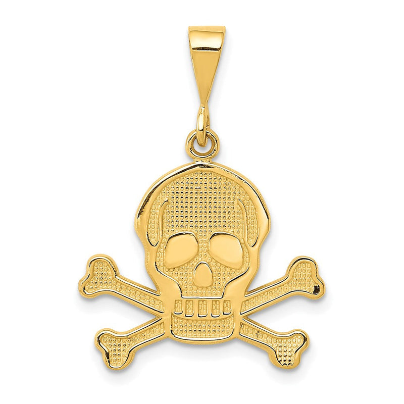 14K Gelbgold Totenkopf-und-Knochen-Anhänger