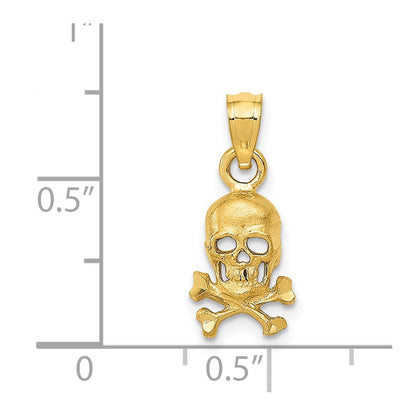 14K Gelbgold Totenkopf und Kreuz Bones Anhänger