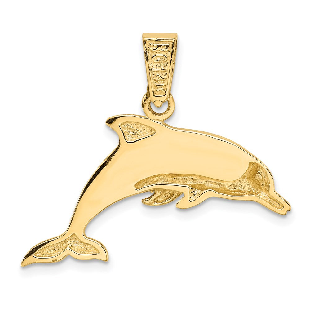 14K Gelbgold Delphin-Anhänger mit Labor-Opal