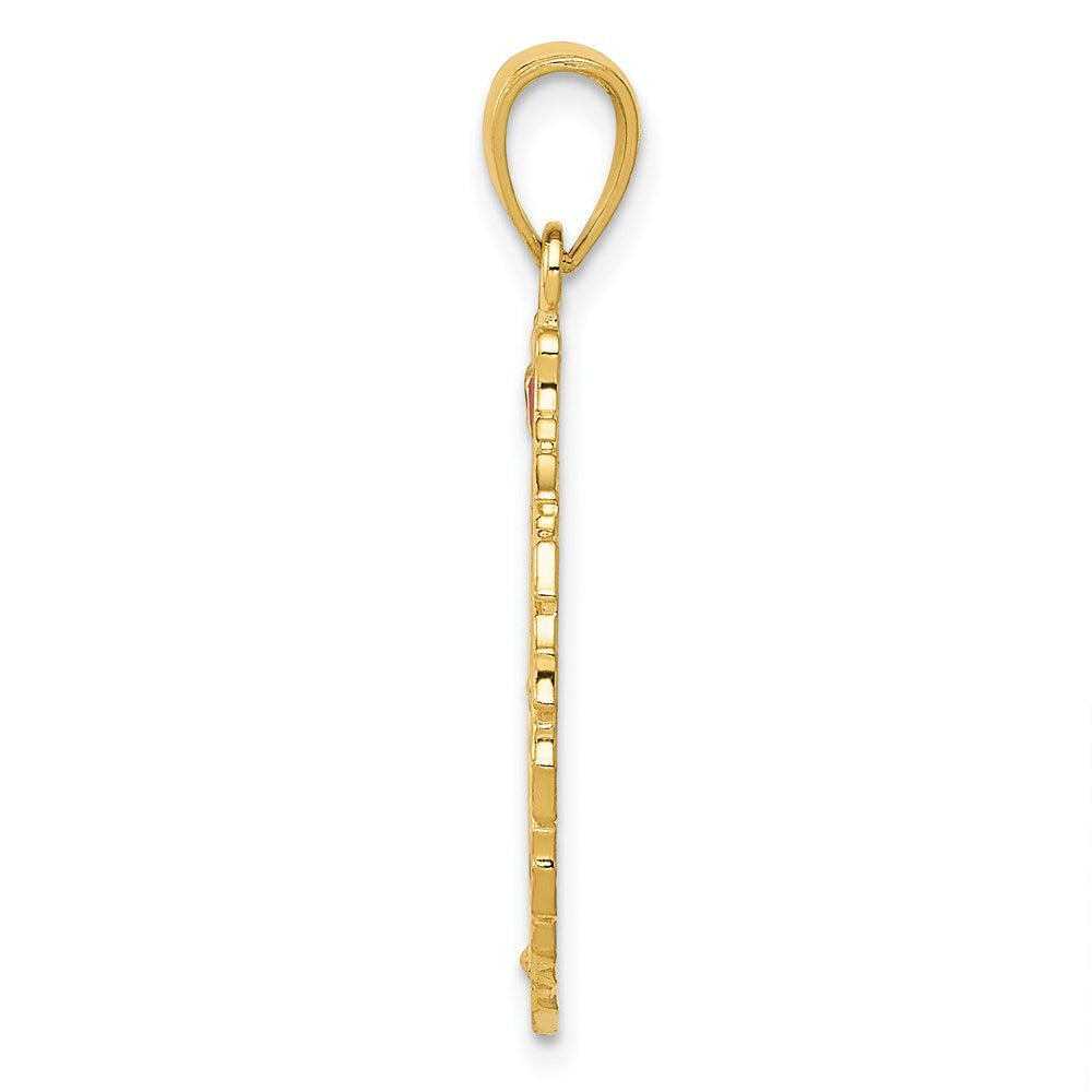 14K Gelbgold Emaillierter Weihnachtskranz-Anhänger