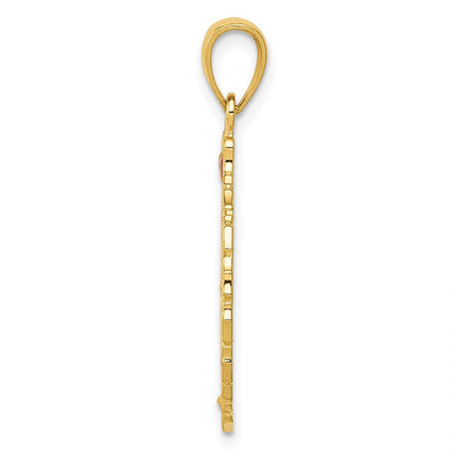 14K Gelbgold Emaillierter Weihnachtskranz-Anhänger