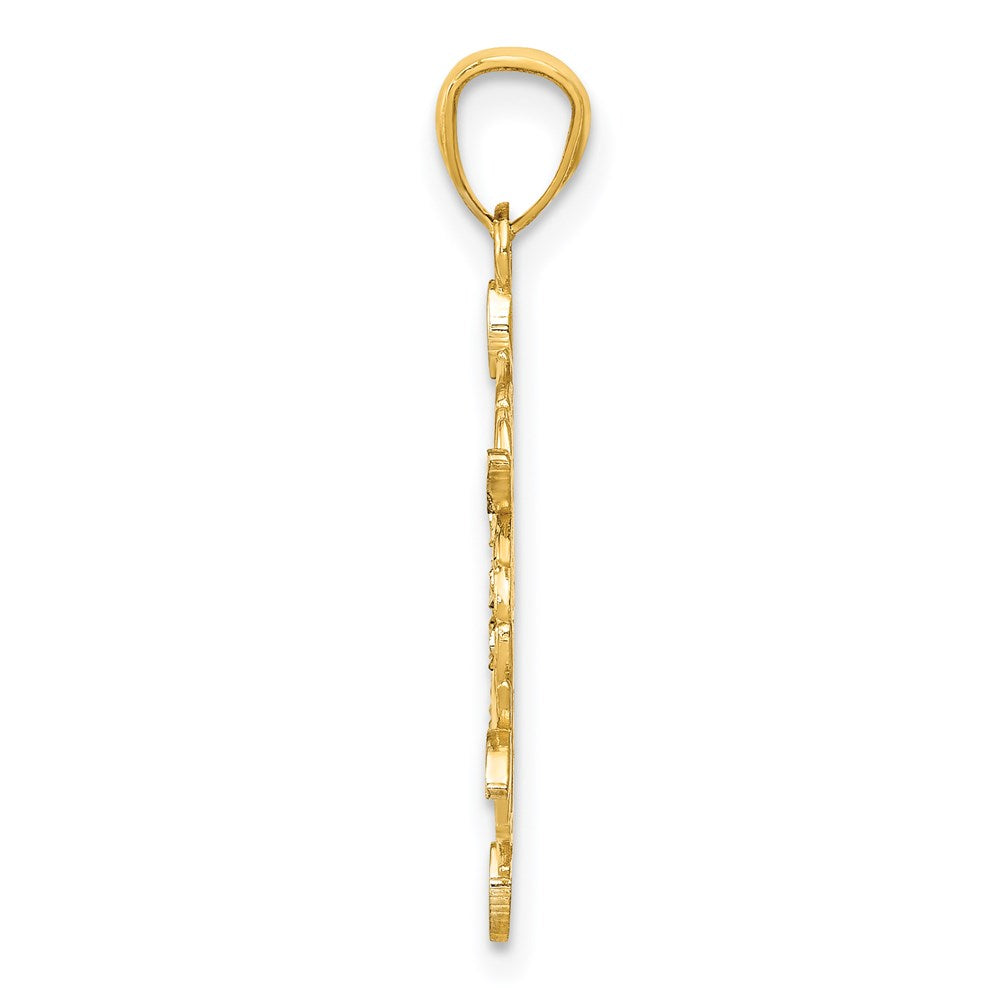 14K Gelb & Rhodium mit Diamantiert Schneeflocke Anhänger