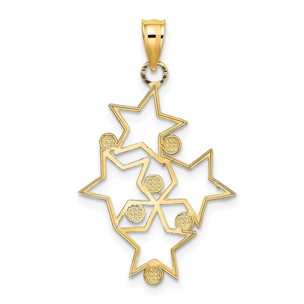 14K Gelb & Rhodium mit Rhodium Diamantiert Stern Cluster Charm