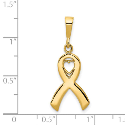 14K Gelbgold Herz-in-Bewusstseinsschleife-Anhänger