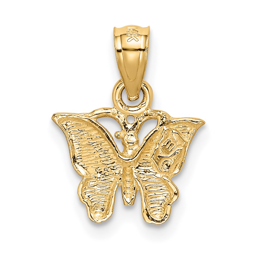 14K Gelbgold Diamantiert Schmetterling Anhänger