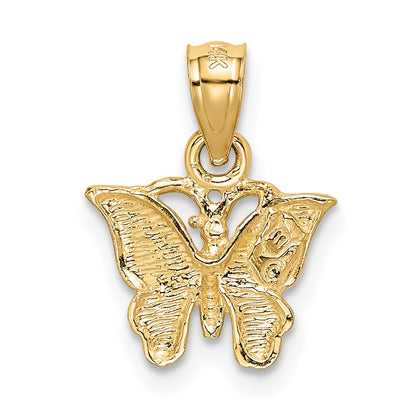 14K Gelbgold Diamantiert Schmetterling Anhänger