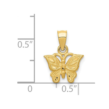 14K Gelbgold Diamantiert Schmetterling Anhänger