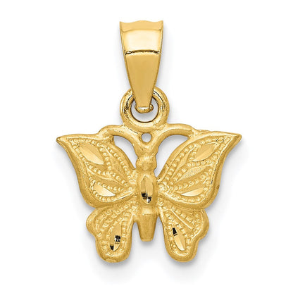 14K Gelbgold Diamantiert Schmetterling Anhänger