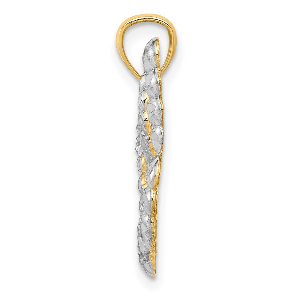 14K Gelbgold und Rhodium mit Rhodium-Beschichtung, Diamantschliff-Schmetterling-Anhänger