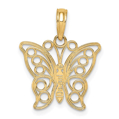 14K Gelbgold Ausgeschnitten Schmetterling Groß Anhänger