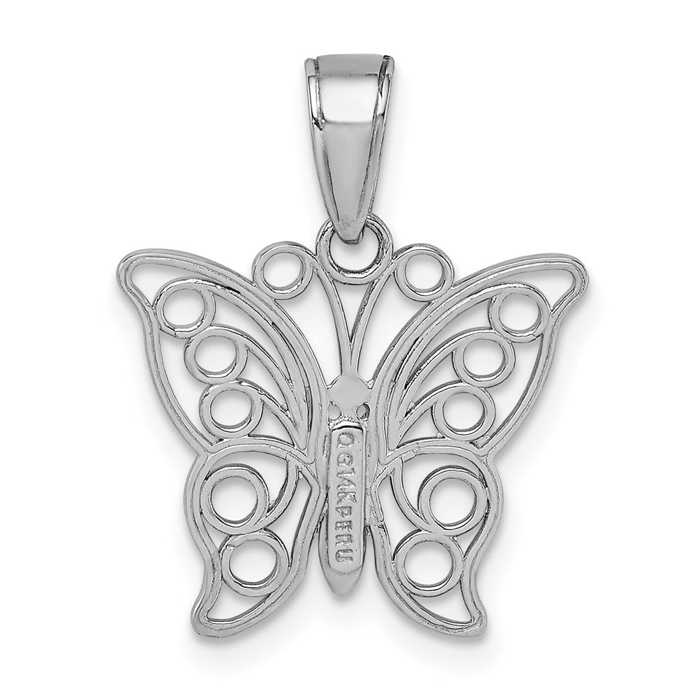 14K Weißgold Ausgeschnitten Schmetterling Groß Anhänger
