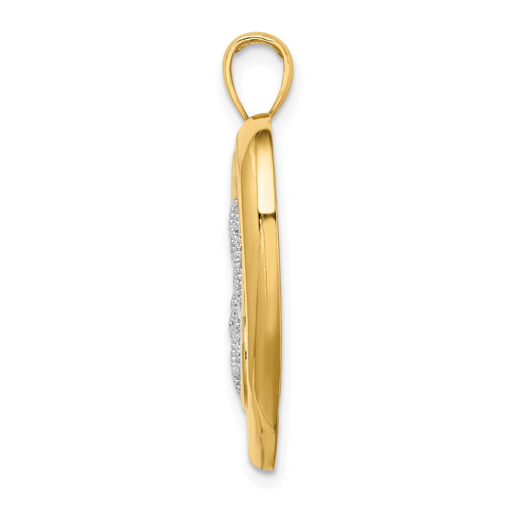 14K Gelbgold mit Rhodium Schmetterling-in-Herz-Charm