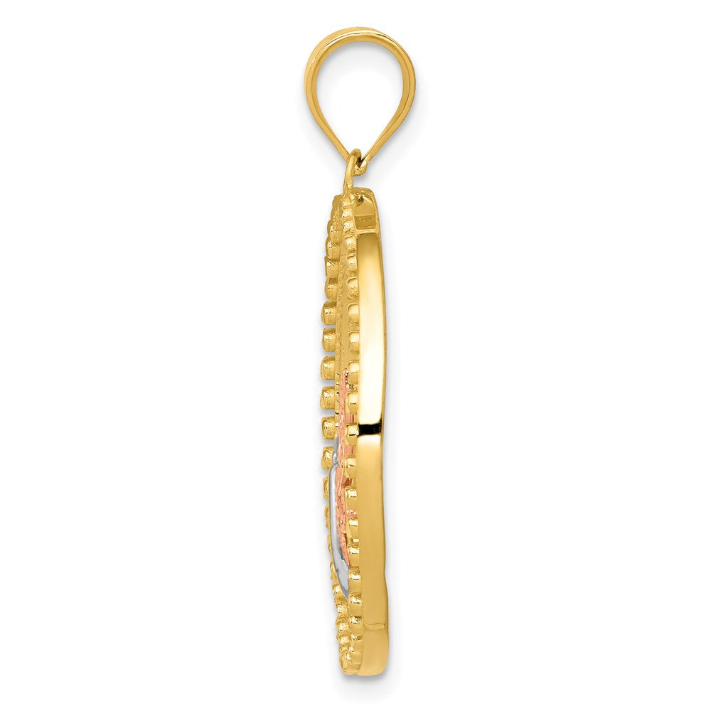 14K Bicolor-Gold (mit Weiß-Rhodinierung) Libellen-Anhänger