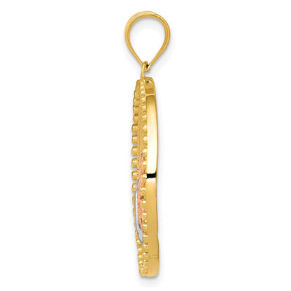 14K Bicolor-Gold (mit Weiß-Rhodinierung) Libellen-Anhänger