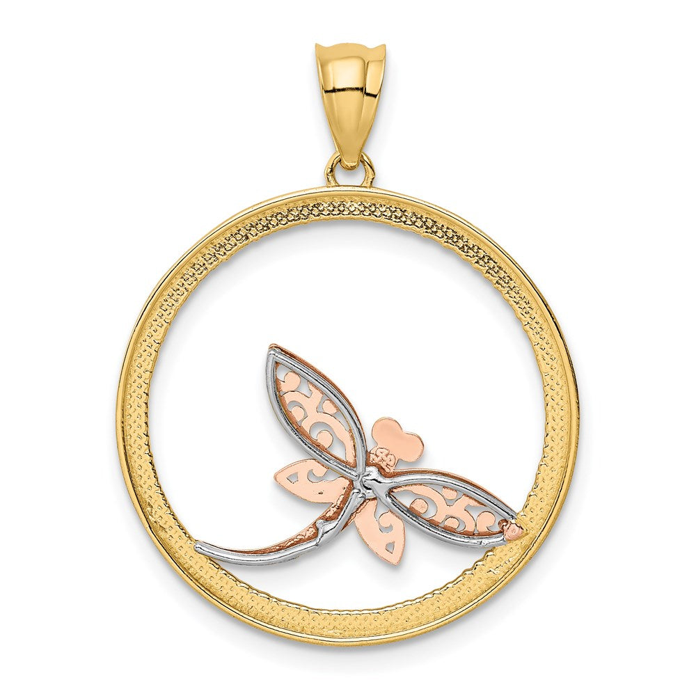 14K Bicolor-Gold (mit Weiß-Rhodinierung) Libellen-Anhänger
