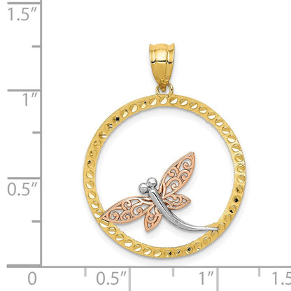 14K Bicolor-Gold (mit Weiß-Rhodinierung) Libellen-Anhänger