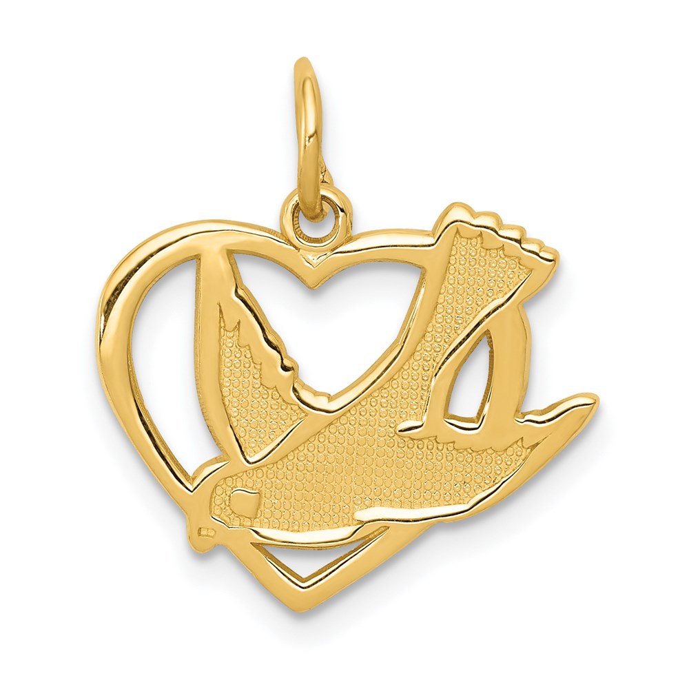 14K Gelbgold Frieden Vogel Charm
