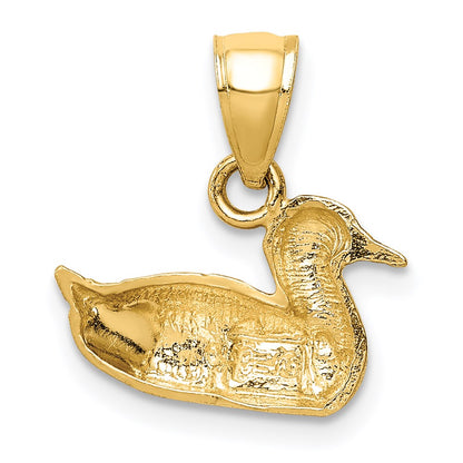 14K Gelbgold Diamantiert Duck Anhänger