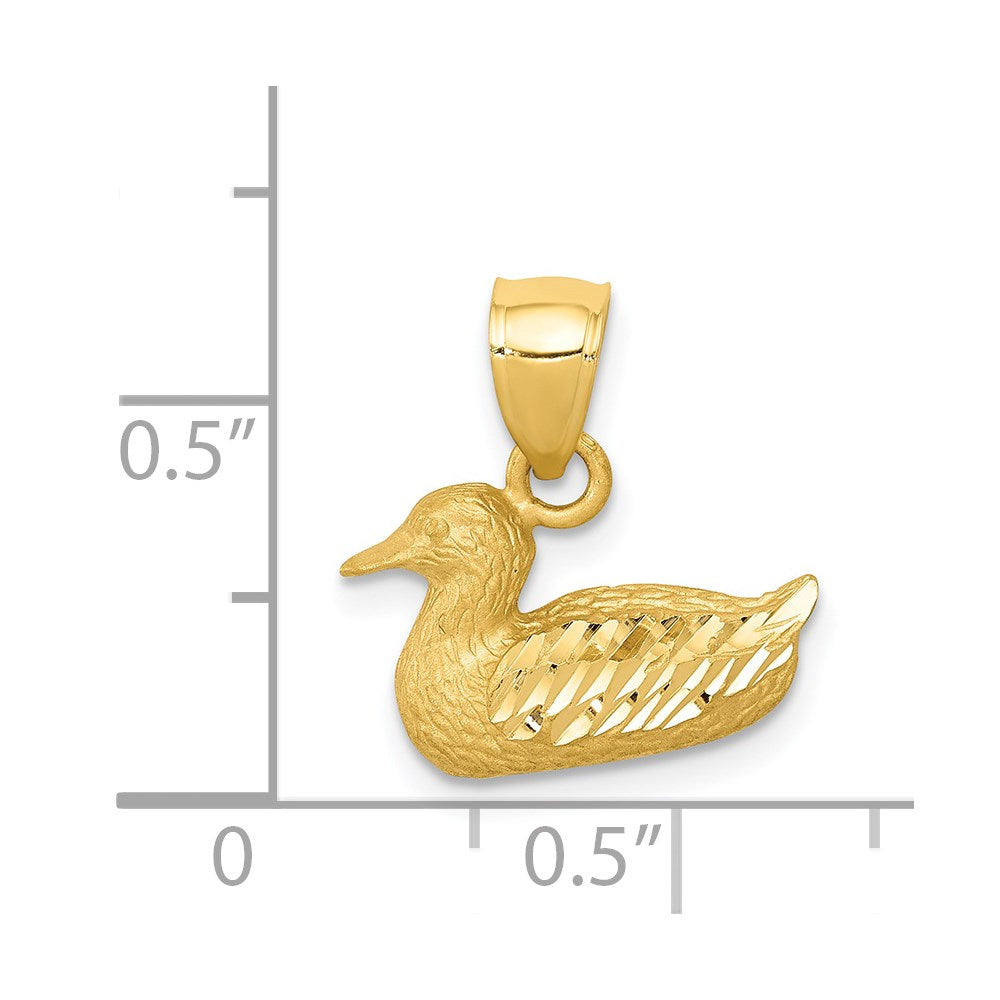 14K Gelbgold Diamantiert Duck Anhänger