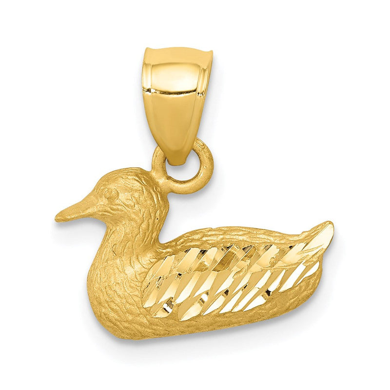 14K Gelbgold Diamantiert Duck Anhänger