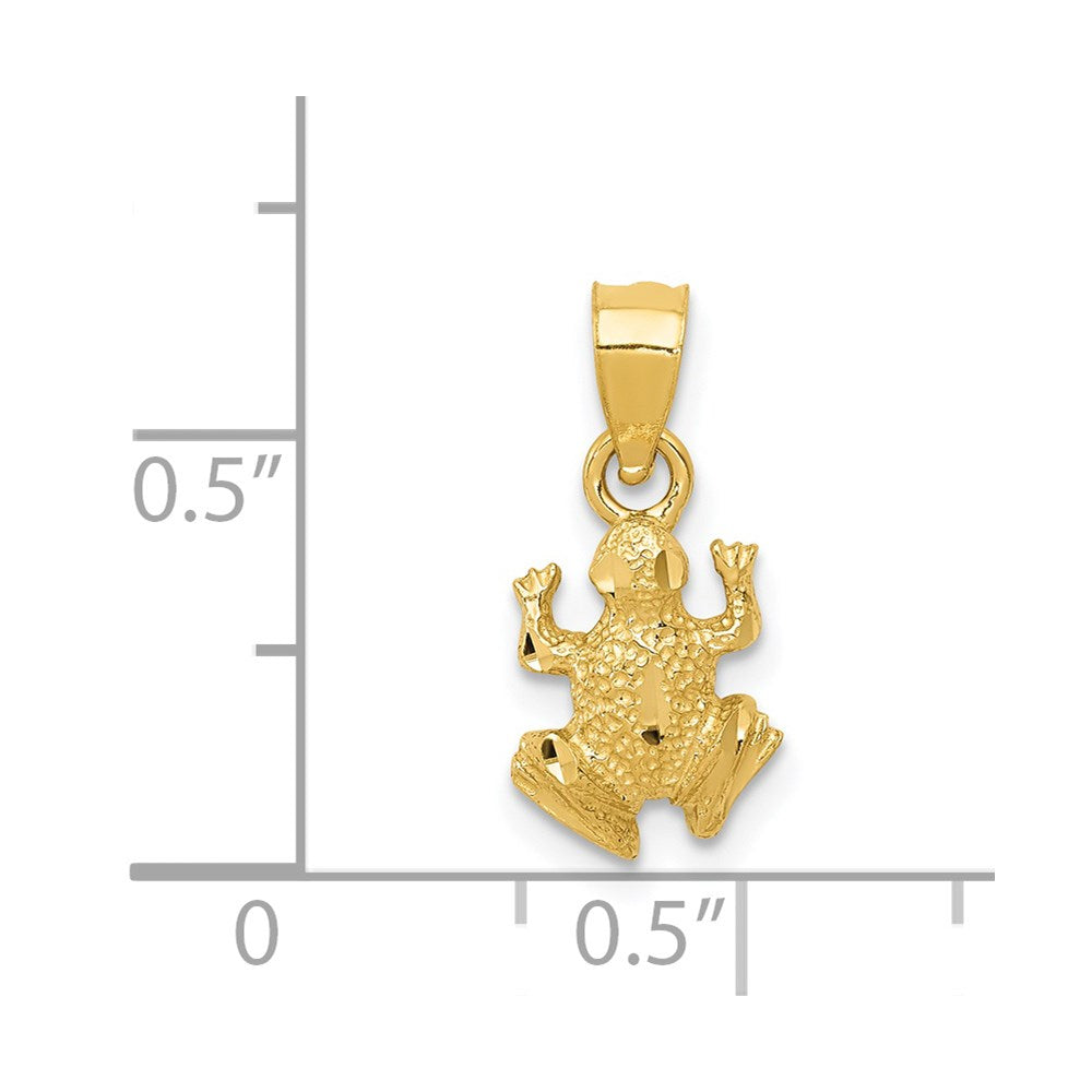 14K Gelbgold Diamantiert Frosch Anhänger
