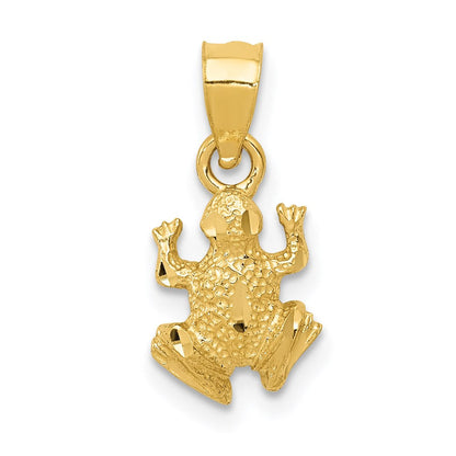 14K Gelbgold Diamantiert Frosch Anhänger