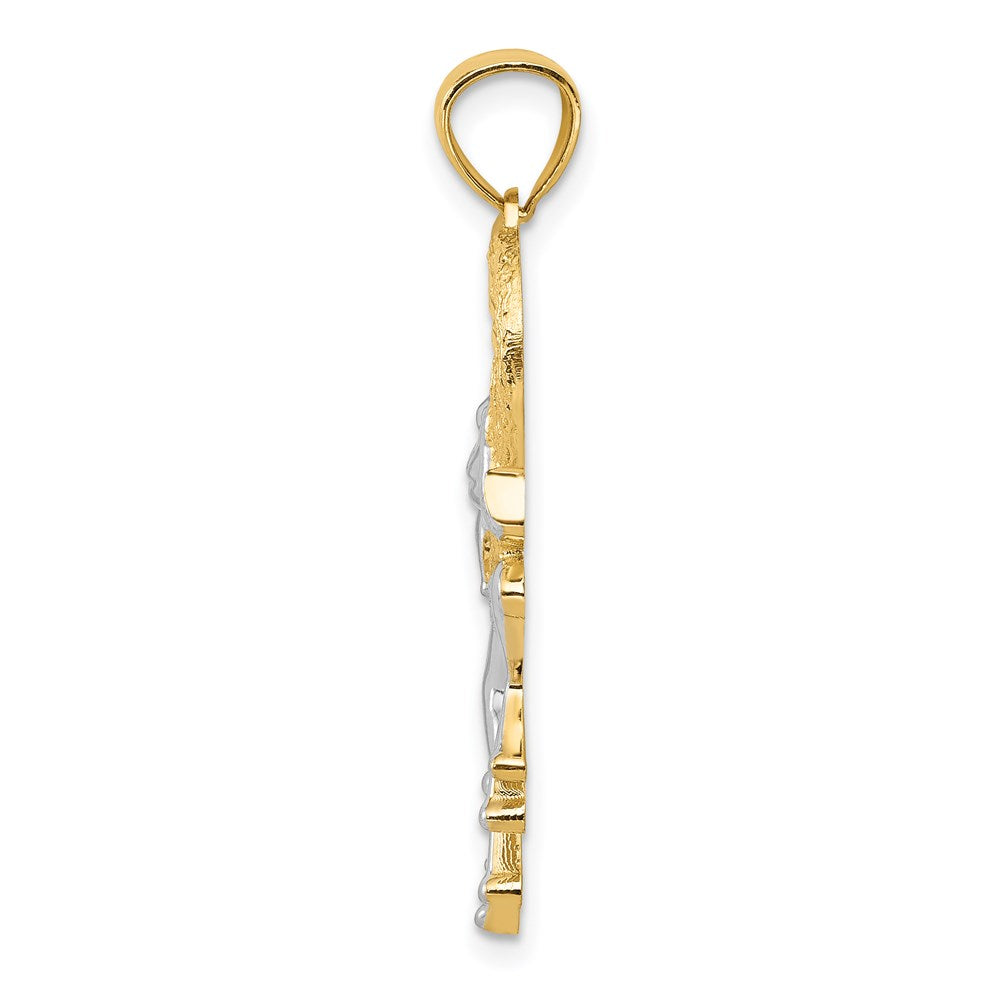 14K Gelbgold und Rhodium mit diamantiertem Frosch-im-Herz-Anhänger