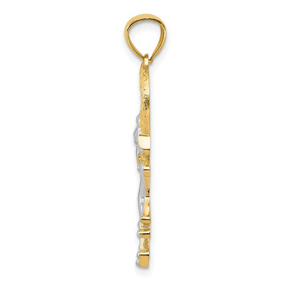 14K Gelbgold und Rhodium mit diamantiertem Frosch-im-Herz-Anhänger